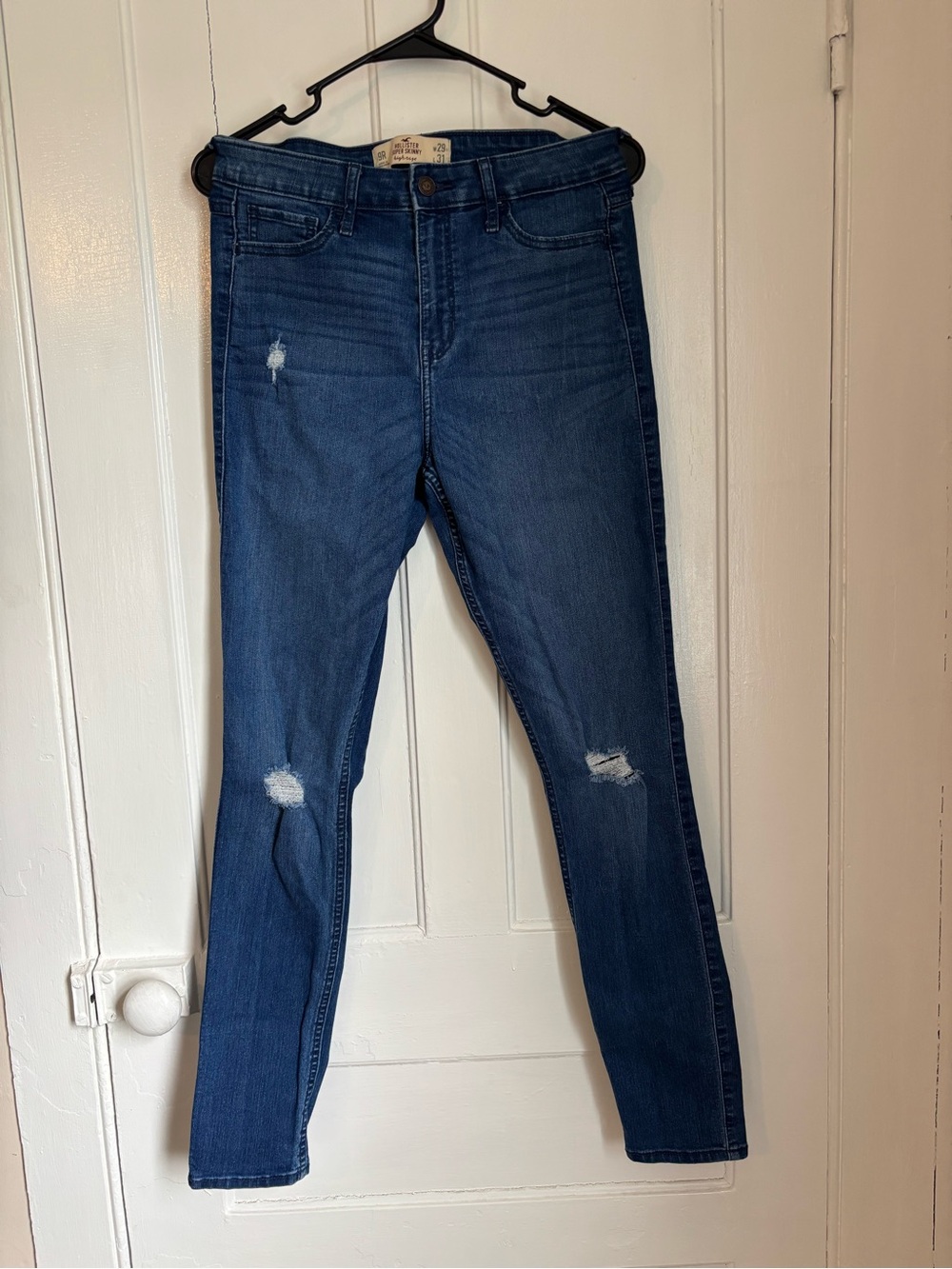 Hollister Dark Blue Skinny Jeans with Knee Distress